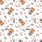 Watercolor seamless pattern with Christmas illustrationsWatercolor seamless pattern with Christmas illustrations.