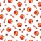 Watercolor seamless pattern with cinnamon, star aniseed tree and tangerine. Watercolor illustration on white background.