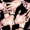 Watercolor seamless pattern, collection of girls hands with mehendi on black background. Body parts. Gestures and hand