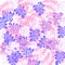 Watercolor seamless pattern with colourful leaf. Romantic wedding background. Blue and pink bright summer seamless pattern.