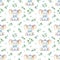 Watercolor seamless pattern with cute baby boy toddler elephant