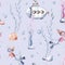 Watercolor seamless pattern with cute cartoon snorkeling, scuba diver kids boy girl submarine, mermaid, corals, seahorse fish and