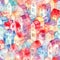 Watercolor seamless pattern with cute colorful houses. Background with multicolored city houses for gift wrap. Generative AI