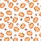 Watercolor seamless pattern with cute orange pumpkins and acorns. autumn print isolated on white background festive pumpkins and a