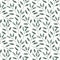 Watercolor seamless pattern with cute pastel blue branches and leaves. Freehand expressive painting. Romantic elegance print for