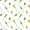 Watercolor seamless pattern of dandelion buds and inflorescences