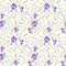 Watercolor seamless pattern with Easter Pansy flowers and blooming willow branches.