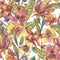 Watercolor seamless pattern, Exotic natural vintage blooming orc