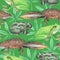 Watercolor seamless pattern with frogs and newts