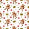 Watercolor Seamless pattern gifts and teddy bear