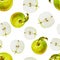 Watercolor seamless pattern with green apples.