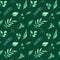 Watercolor seamless pattern with green herbs and leaves on green background