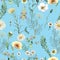 Watercolor seamless pattern of  hand drawn wildflowers