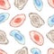 Watercolor seamless pattern with healing crystals agate pink, blue, white