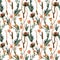 Watercolor seamless pattern herbs,wild  flowers and leaves.