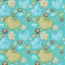 Watercolor Seamless pattern Hobby Knitting and Crocheting. Collection of hand drawn light blue, green, beige, brown