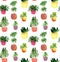 Watercolor seamless pattern with houseplants