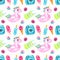 Watercolor seamless pattern with ice cream on a black