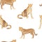 Watercolor seamless pattern with jungle leopard animals