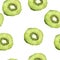 Watercolor seamless pattern with kiwi slices.