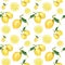 Watercolor seamless pattern with lemons. Hand painted citrus ornament on white background for design, fabric or print.