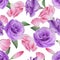 Watercolor seamless pattern with lisianthus