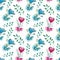Watercolor seamless pattern with lollipops, bows and branches