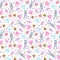 Watercolor seamless pattern with lovely animals. Cute illustration for wallpaper, background, textile or paper design. St.