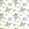 Watercolor Seamless Pattern with Magic Frogs on white isolated background doodle style.Pets,halloween print