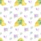 Watercolor Seamless Pattern with Magic Frogs on white isolated background doodle style.Pets,halloween print