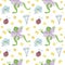 Watercolor Seamless Pattern with Magic Frogs on white isolated background doodle style.Pets,halloween print hand