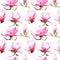 watercolor seamless pattern of magnolia flowers. Magnolia spring bloom