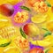 Watercolor seamless pattern mango on a color background.