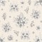 Watercolor seamless pattern with monochrome flowers on beige paper