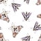 Watercolor seamless pattern with moths. Dark mystical colors