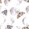 Watercolor seamless pattern with moths and moon phases. Dark mystical colors