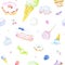 Watercolor seamless pattern in pastel colours with sweets