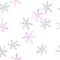 Watercolor seamless pattern with pink gray pastel snowflakes isolated on white background. Christmas winter new year