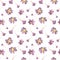 Watercolor seamless pattern with pink and purple primrose.Festive,Botanical,Floral hand painted print