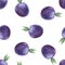 Watercolor seamless pattern with plums.