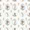 Watercolor seamless pattern with portraits animals