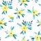 Watercolor seamless pattern with pretty delicate yellow flowers. Vector illustration