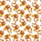 Watercolor seamless pattern with purified tangerine. Watercolor illustration on white background.