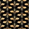 Watercolor seamless pattern of realistic drawn honey bees