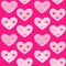 Watercolor seamless pattern with rose hearts with funny faces
