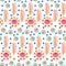 Watercolor seamless pattern. Russian clay toys background.