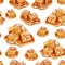Watercolor seamless pattern salted caramel isolated on a white background.