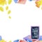 Watercolor seamless pattern about school with blackboard, books, bell and autumn leaves.