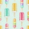 Watercolor seamless pattern with set ice creams