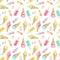 Watercolor seamless pattern with set varied ice creams